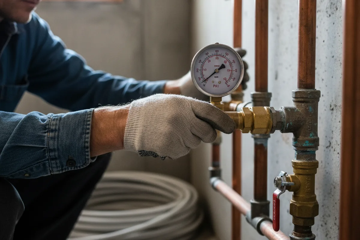 Pressure testing a repaired line during Water Line Repair in Mountain Home